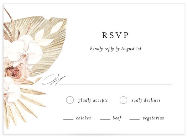 Bohemian Flowers Wedding Response Cards front in Rose Pink