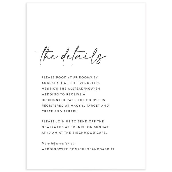 Contemporary Chic Wedding Enclosure Cards front in Pure White