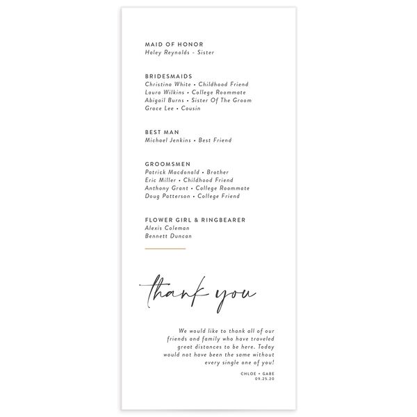 Contemporary Chic Wedding Programs back in Pure White