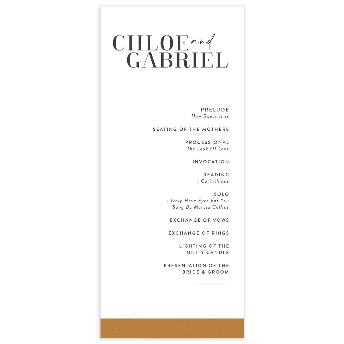 Contemporary Chic Wedding Programs front in Pure White