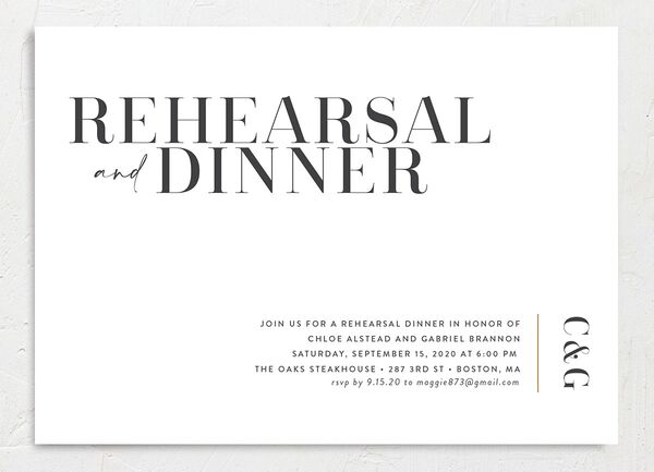 Contemporary Chic Rehearsal Dinner Invitations front in Pure White