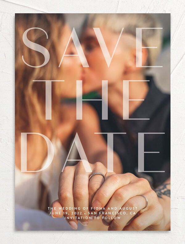 Watercolor Droplet Save the Date Cards front in Rose Pink