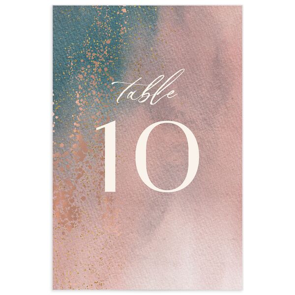 Watercolor Droplet Table Numbers front in Rose Pink
