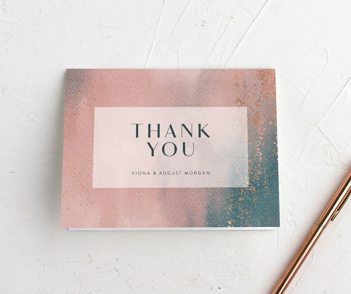 Watercolor Droplet Thank You Cards front in Pink