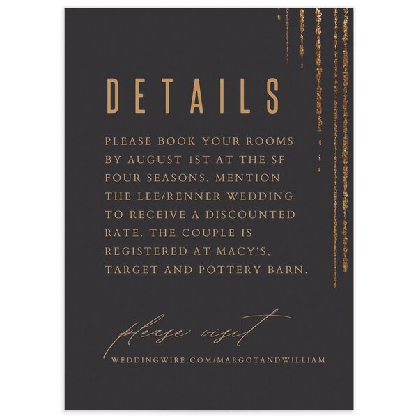 Metallic Glamour Wedding Enclosure Cards front in Midnight