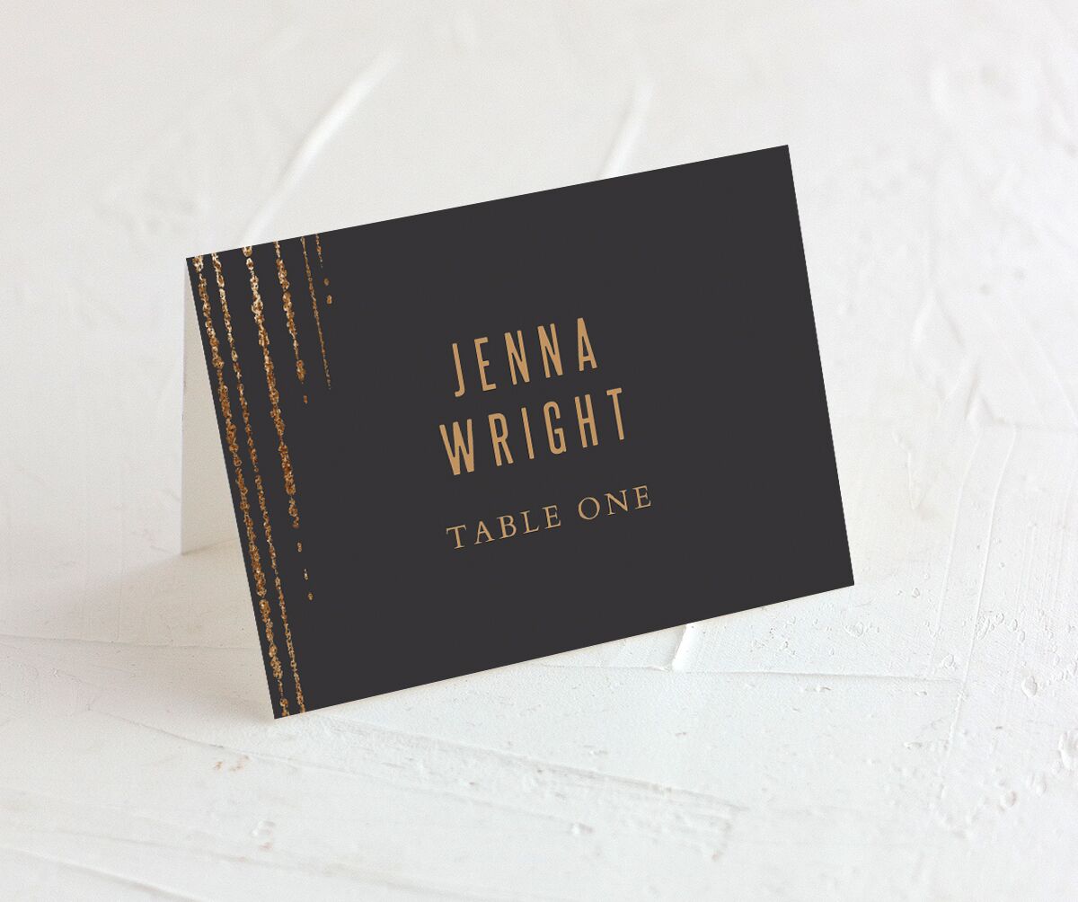Metallic Glamour Place Cards front in Midnight