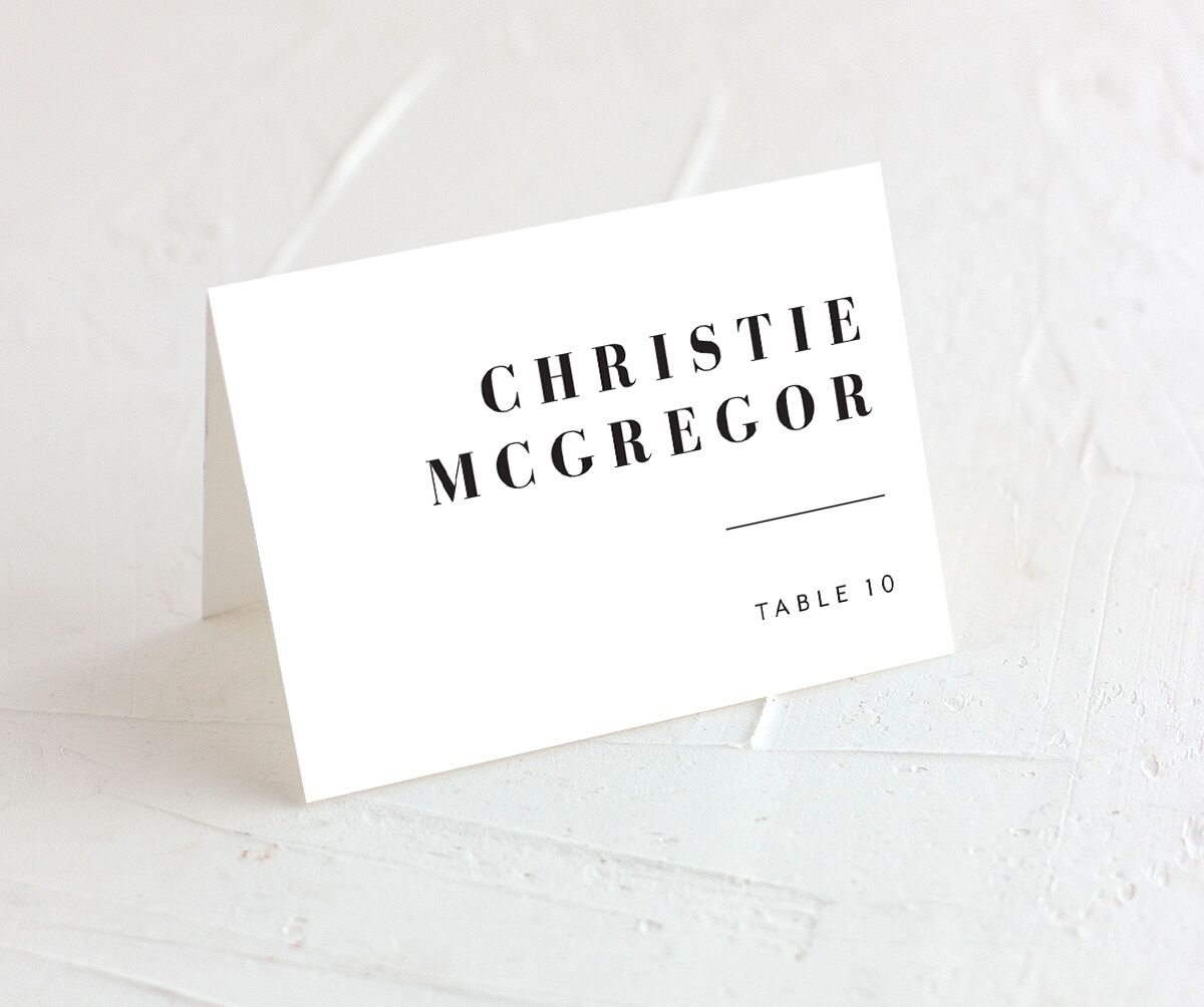 Contemporary Bold Place Cards front in Pure White