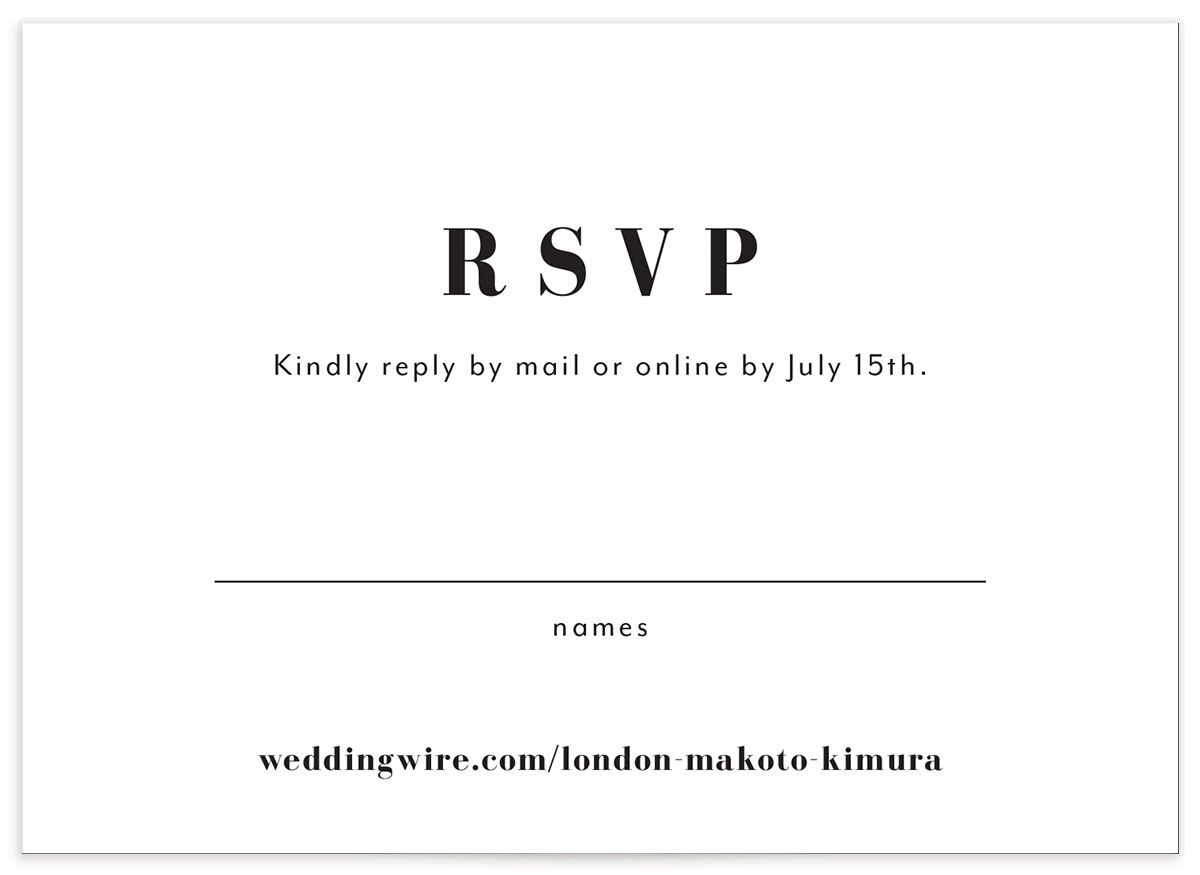 Contemporary Bold Wedding Response Cards back in Pure White