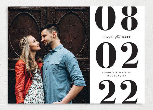 Contemporary Bold Save the Date Cards front in Pure White