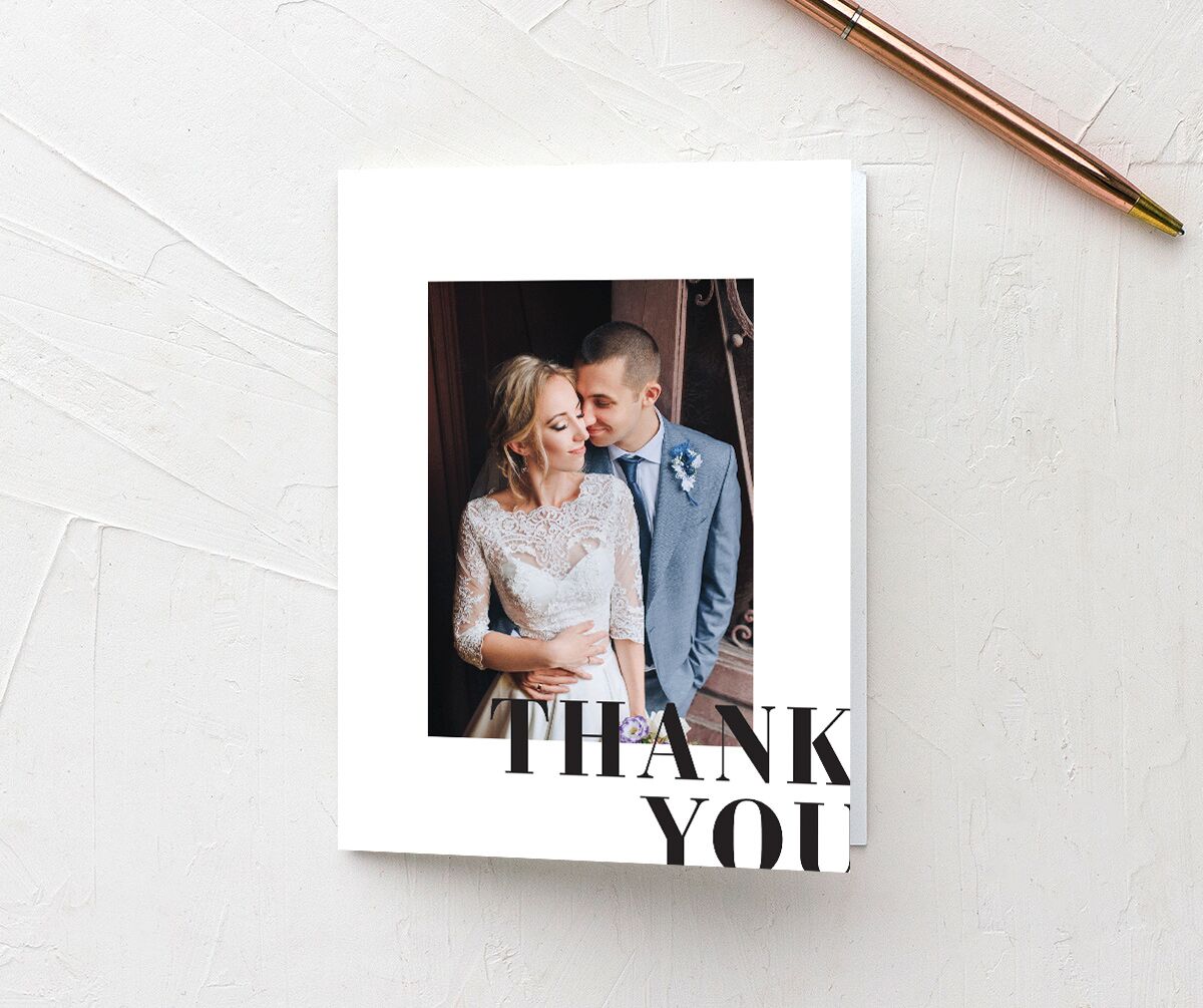 Contemporary Bold Thank You Cards front in Pure White