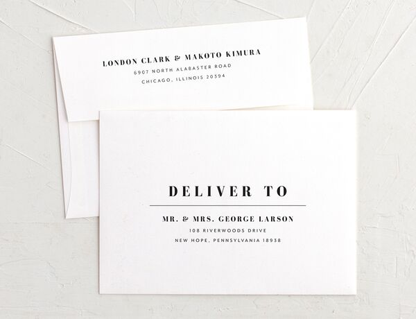 Contemporary Bold Wedding Invitation Envelopes front in Pure White