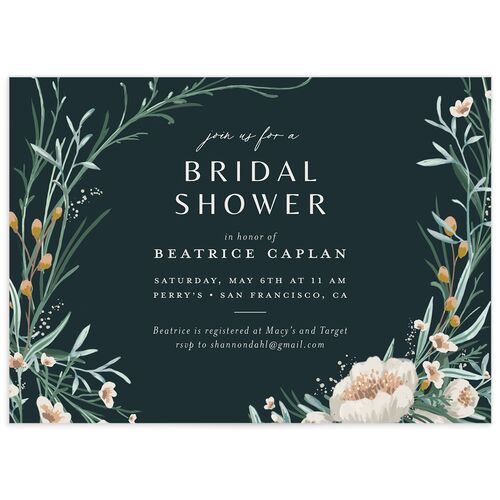 Dark Wreath Bridal Shower Invitations - Hunter Green