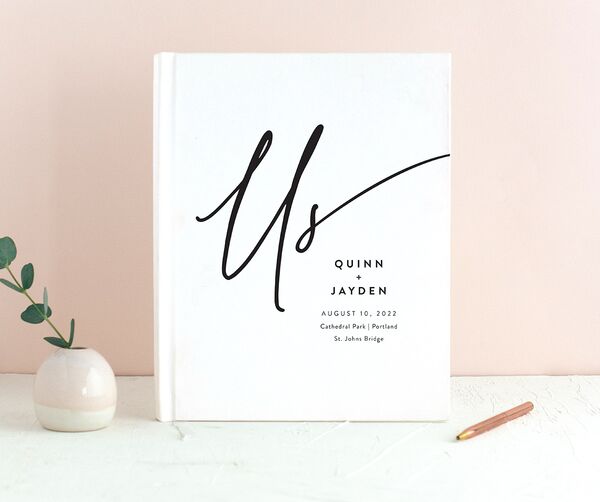 Effortless Elegance Wedding Guest Book front in Pure White