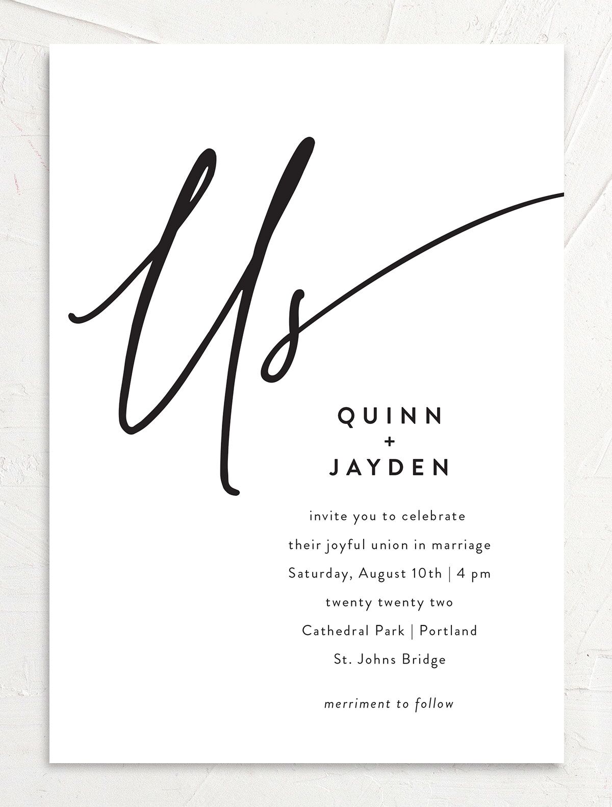 Effortless Elegance Wedding Invitations front in Pure White