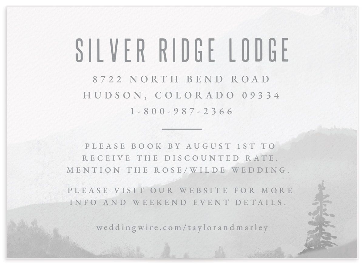 Mountain Canvas Wedding Enclosure Cards front in Silver