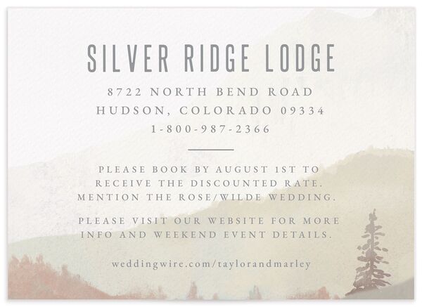 Mountain Canvas Wedding Enclosure Cards front in Ruby