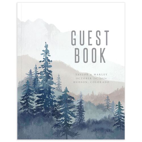 Mountain Canvas Wedding Guest Book - French Blue