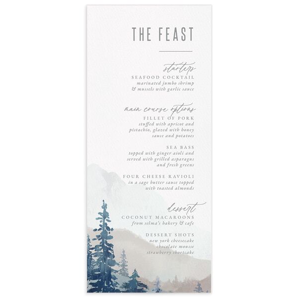 Mountain Canvas Menus front in French Blue