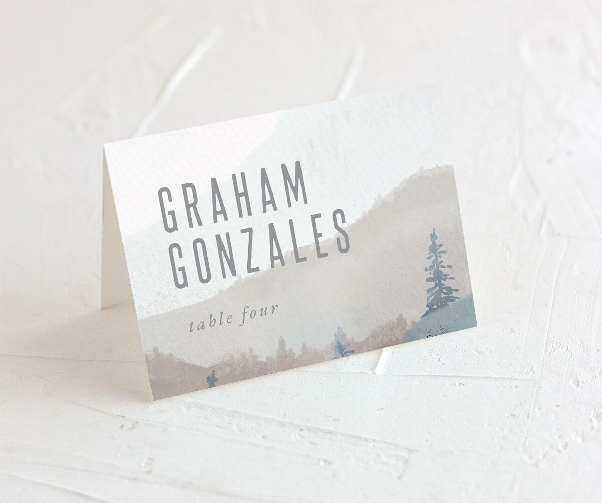 Mountain Canvas Place Cards front in French Blue