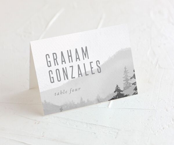 Mountain Canvas Place Cards front in Silver