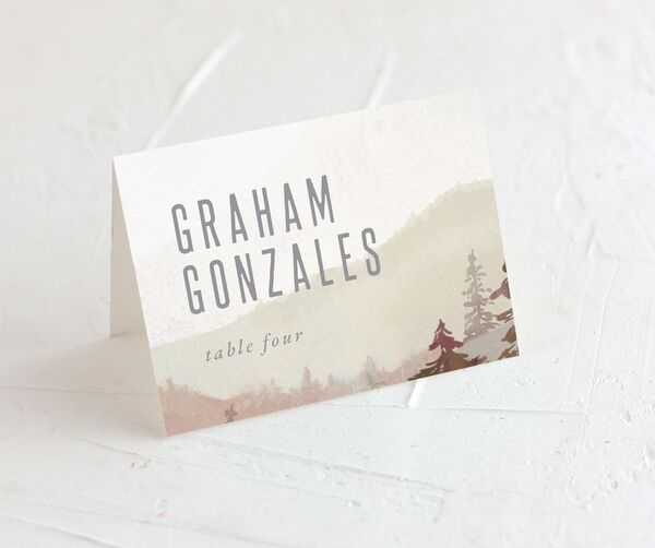 Mountain Canvas Place Cards front in Ruby