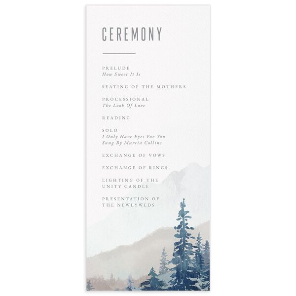 Mountain Canvas Wedding Programs front in French Blue