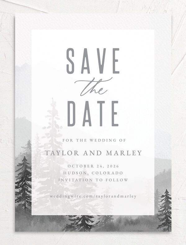 Mountain Canvas Save the Date Cards [object Object] in Grey