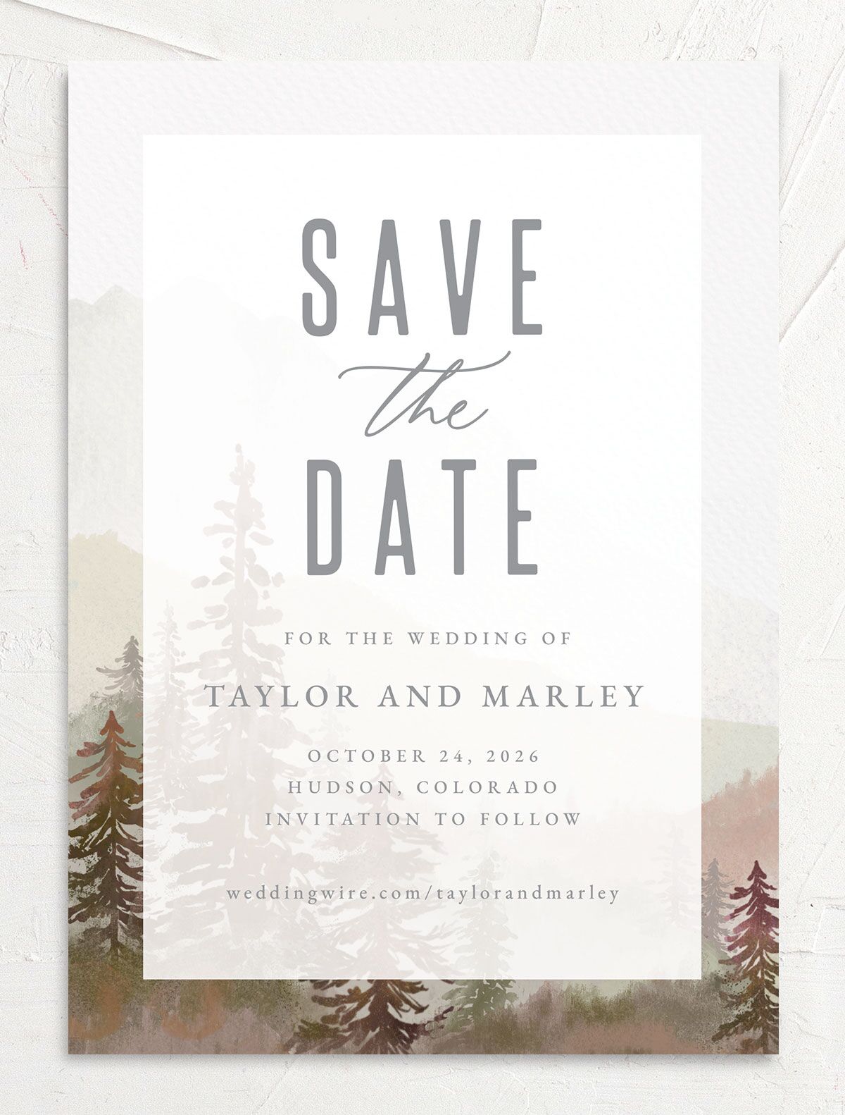Mountain Canvas Save the Date Cards back in Ruby