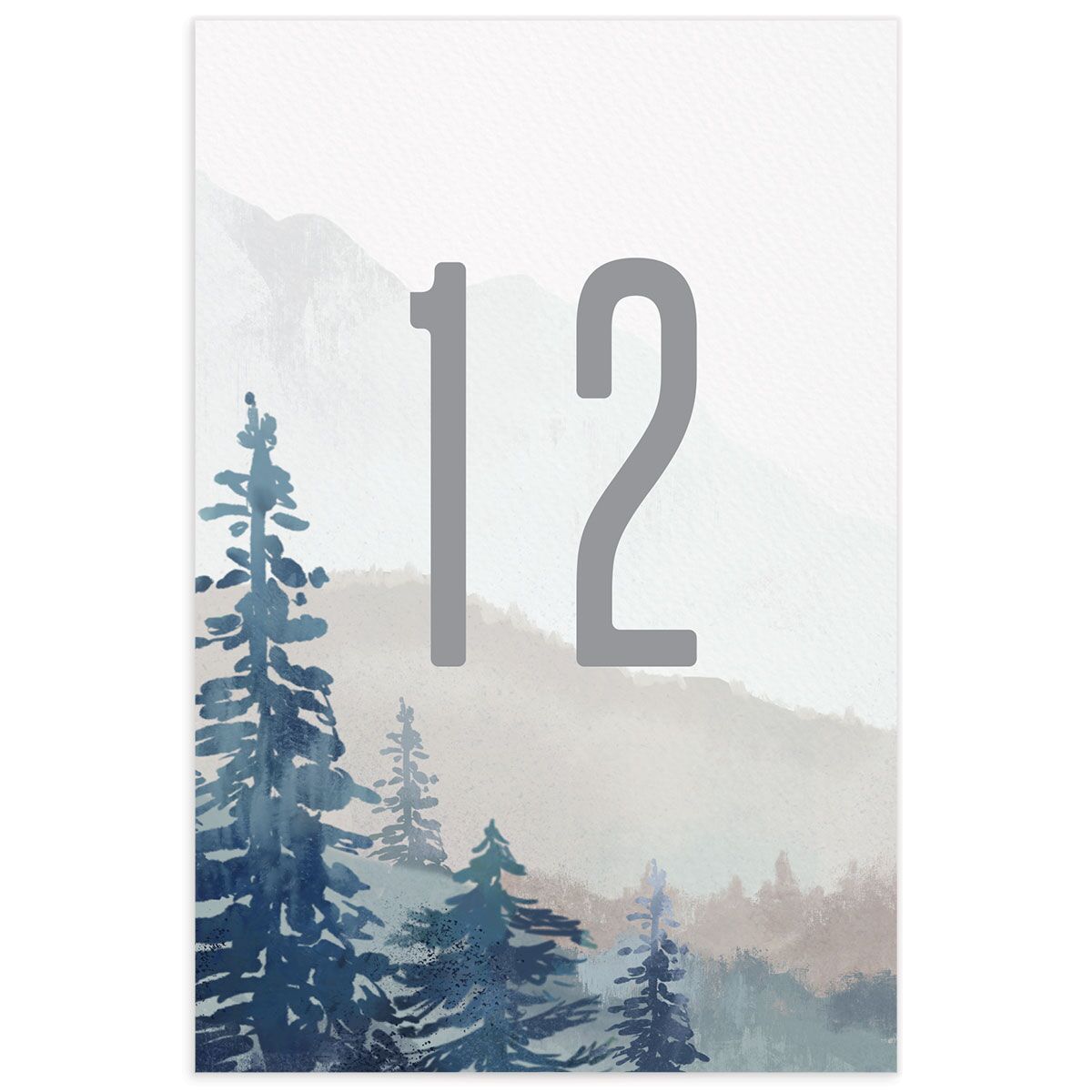 Mountain Canvas Table Numbers front in French Blue