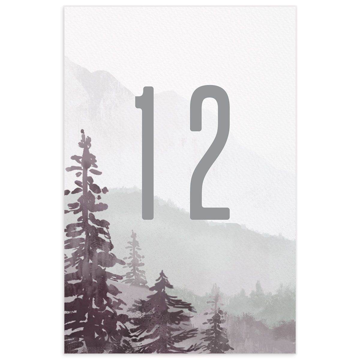 Mountain Canvas Table Numbers front in Jewel Purple
