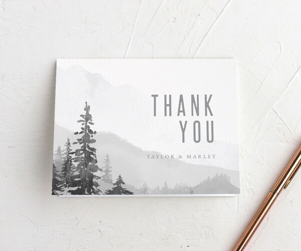 Mountain Canvas Thank You Cards front in Silver