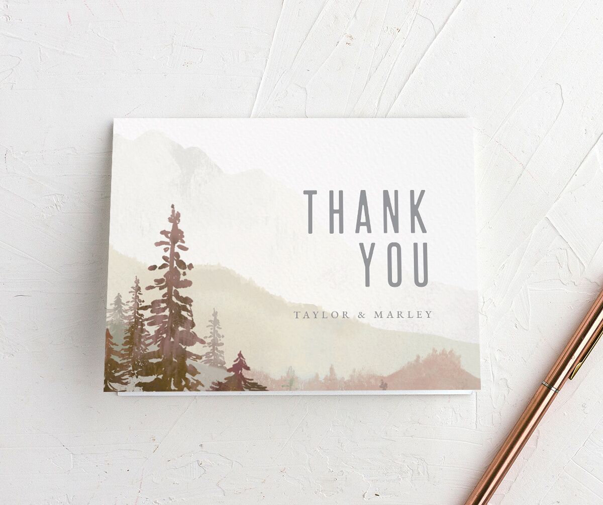 Mountain Canvas Thank You Cards front in Ruby