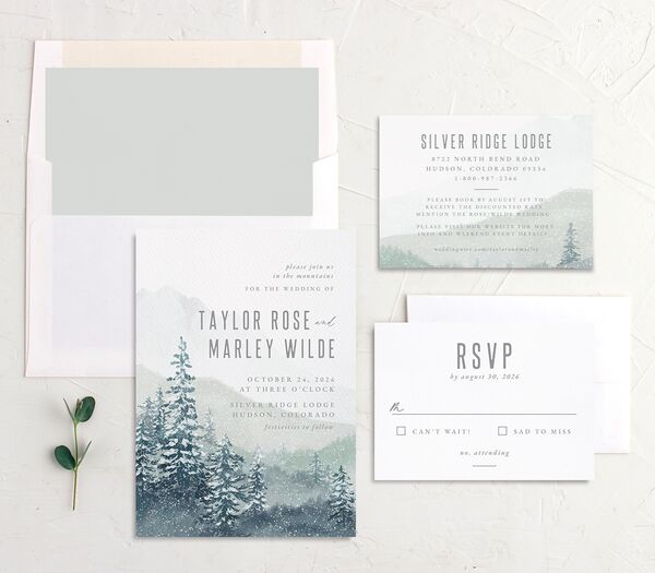 Mountain Canvas Wedding Invitations suite in Turquoise