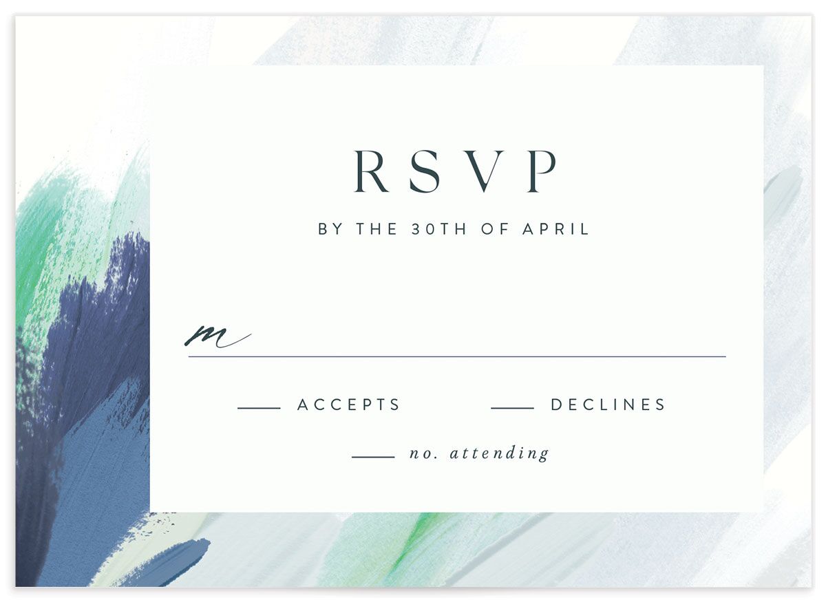 Floral Brushstroke Wedding Response Cards front in French Blue