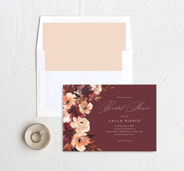 Painted Petals Bridal Shower Invitations envelope-and-liner in Midnight