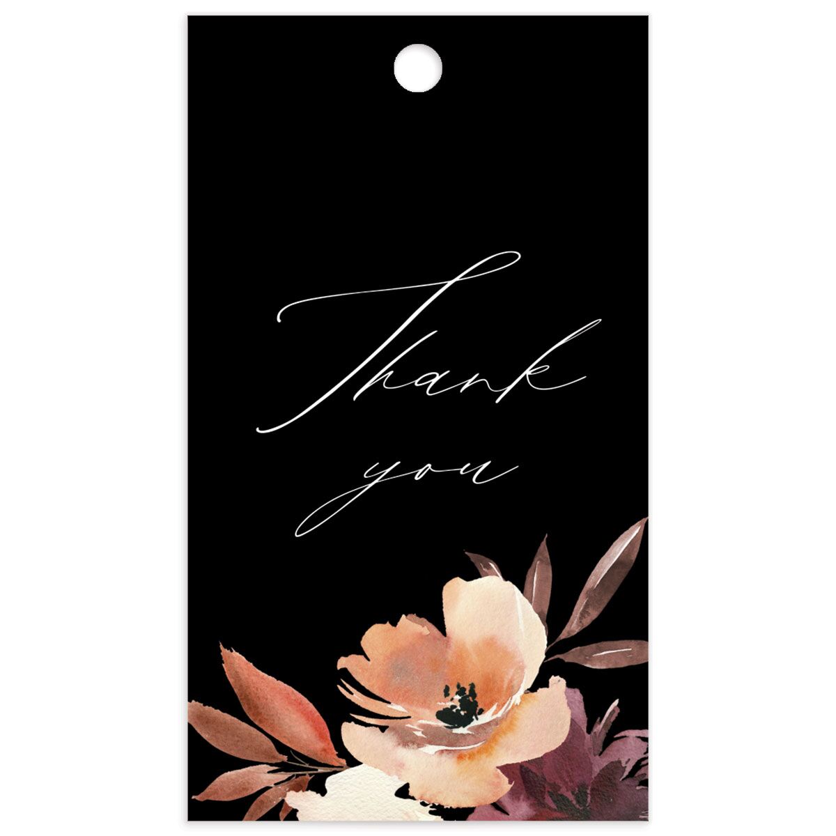 Painted Petals Favor Gift Tags front in Midnight