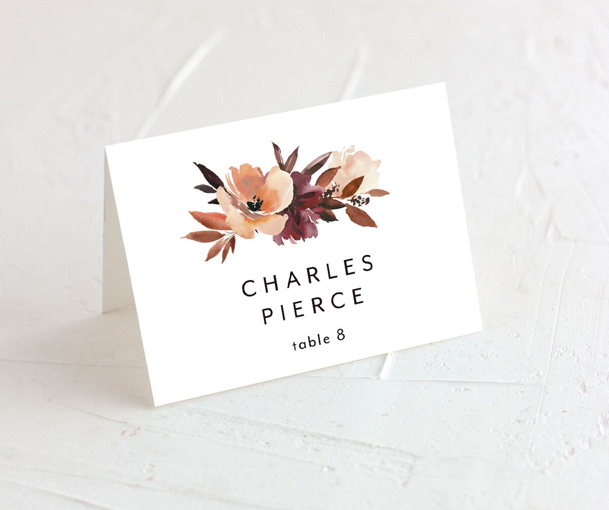 Painted Petals Place Cards front in Midnight