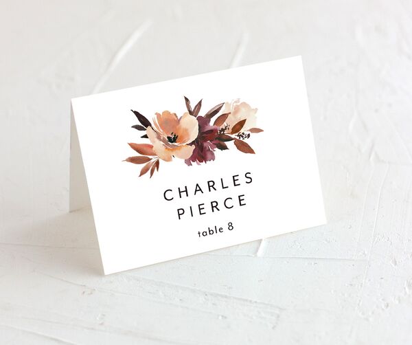 Painted Petals Place Cards front in Black