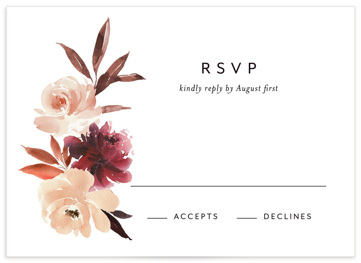 Painted Petals Wedding Response Cards front in Midnight