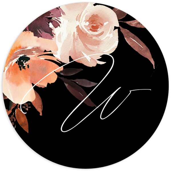 Painted Petals Wedding Stickers front in Midnight