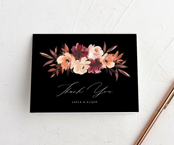 Painted Petals Thank You Cards front in Midnight