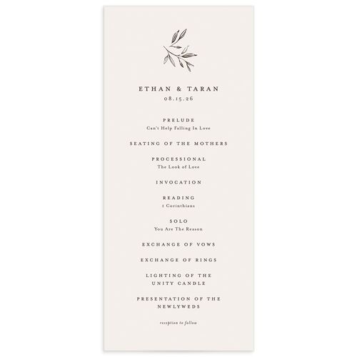 Minimal Leaves Wedding Programs - Bisque