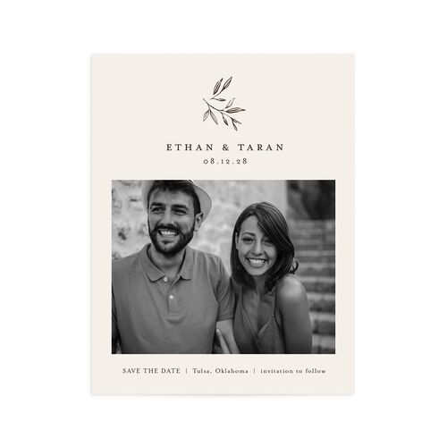 Minimal Leaves Save the Date Petite Cards - Bisque