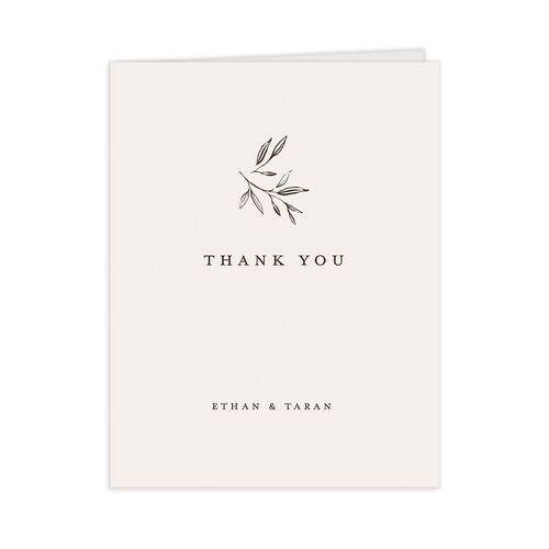 Minimal Leaves Thank You Cards - Bisque