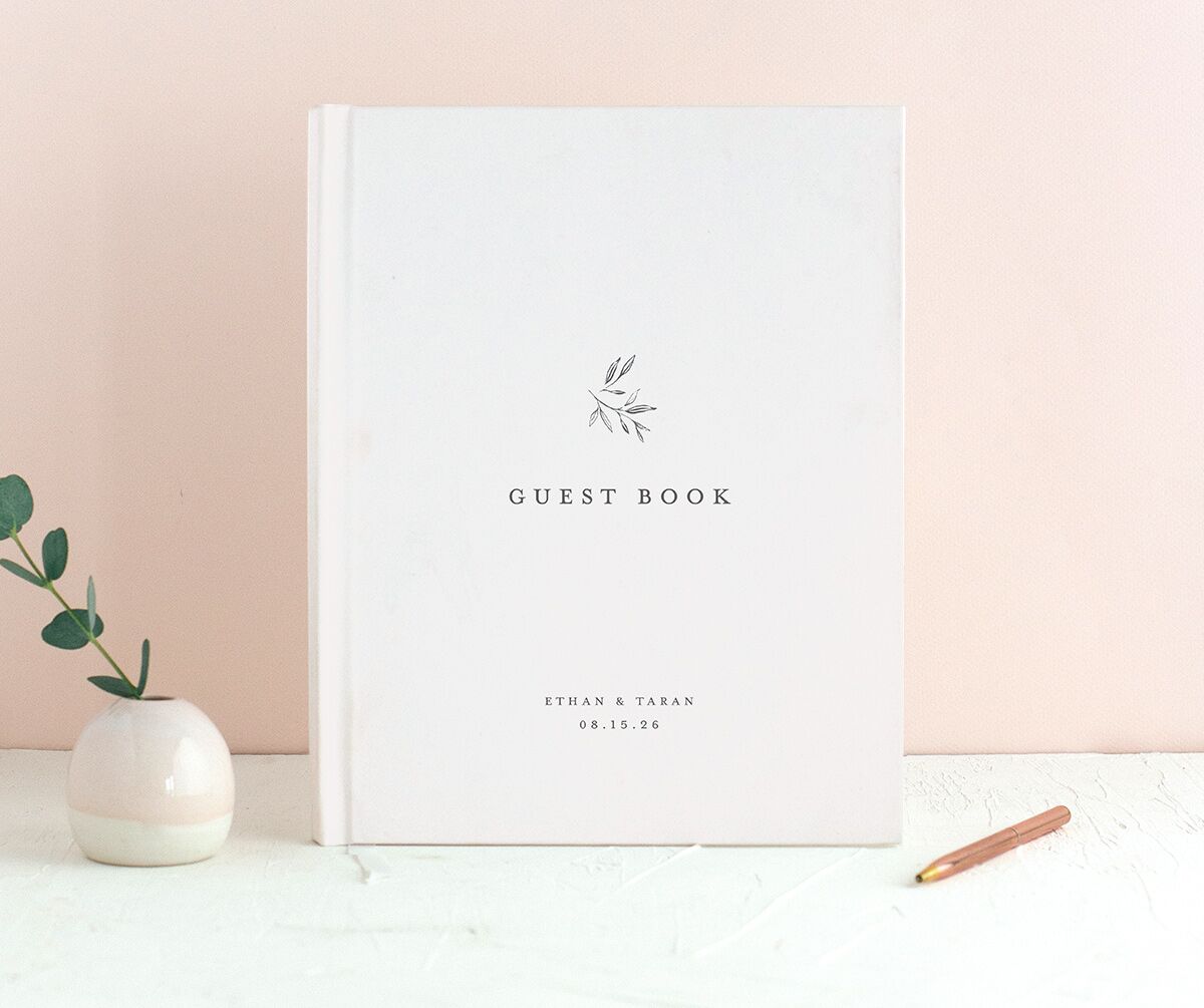 Simply Timeless Wedding Guest Book front in Silver