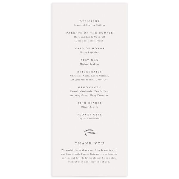 Simply Timeless Wedding Programs back in Silver