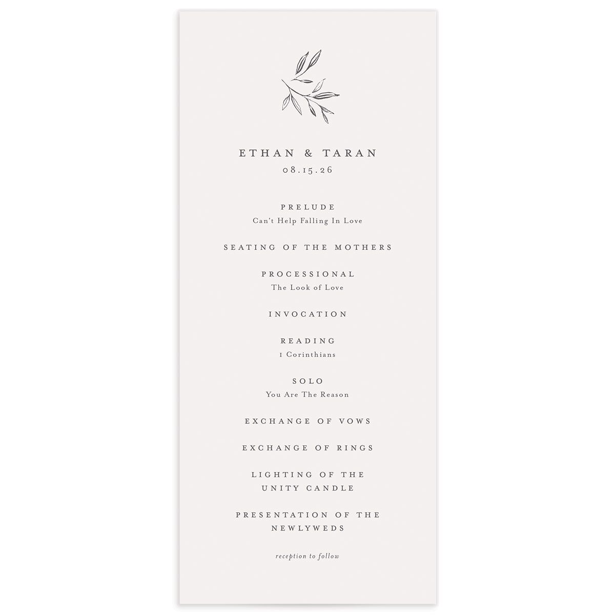 Simply Timeless Wedding Programs front in Silver