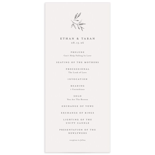 Simply Timeless Wedding Programs front in Silver