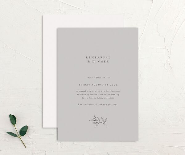 Simply Timeless Rehearsal Dinner Invitations front-and-back in Silver
