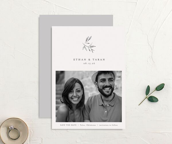 Simply Timeless Save the Date Cards front-and-back in Silver